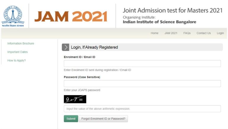 IISC JAM Admit Card 2021