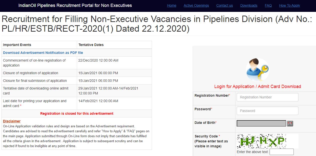 IOCL Non Executive Admit Card 2021