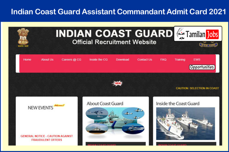Indian Coast Guard Assistant Commandant Admit Card 2021