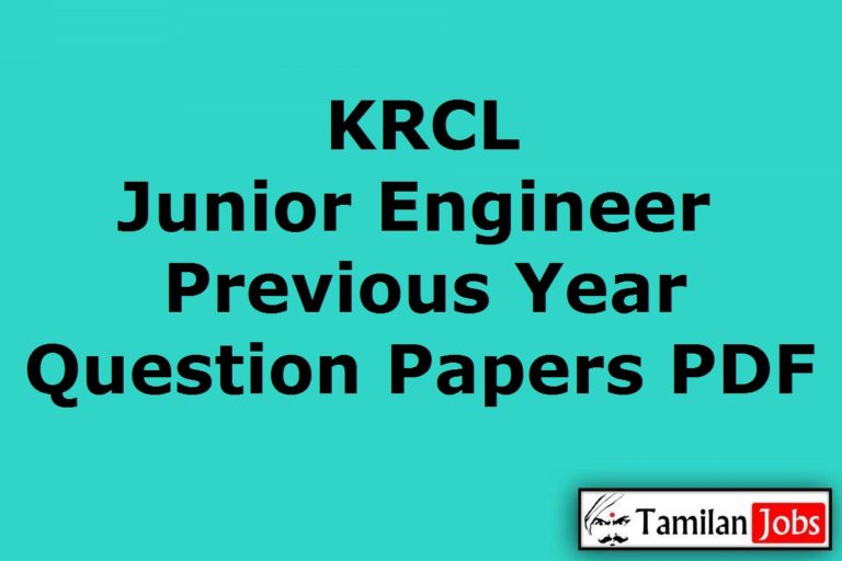 KRCL Junior Engineer Previous Year Question Papers PDF