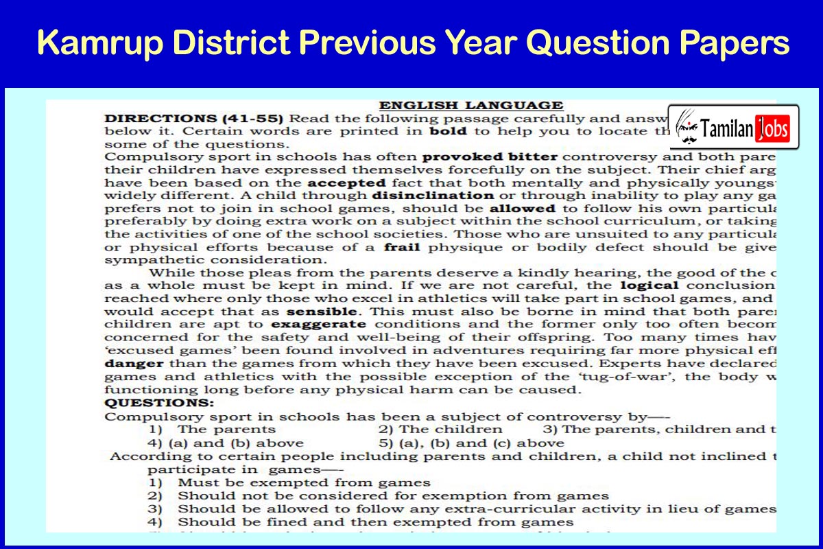 Kamrup District Previous Year Question Papers