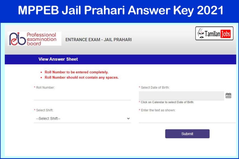 MPPEB Jail Prahari Answer Key 2021