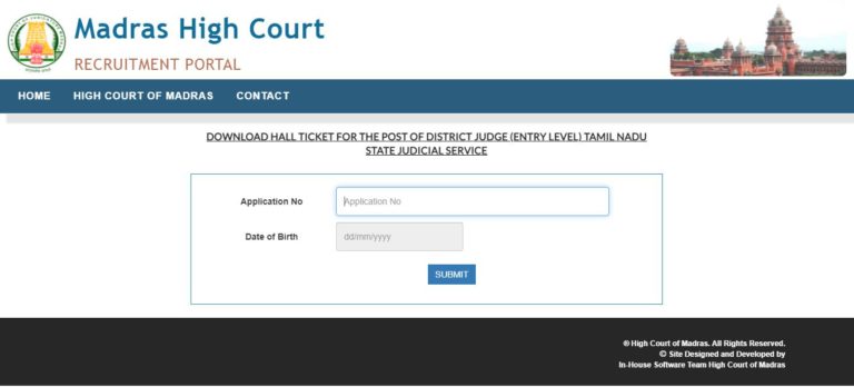 Madras High Court District Judge Admit Card 2021