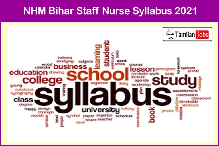 NHM Bihar Staff Nurse Syllabus 2021