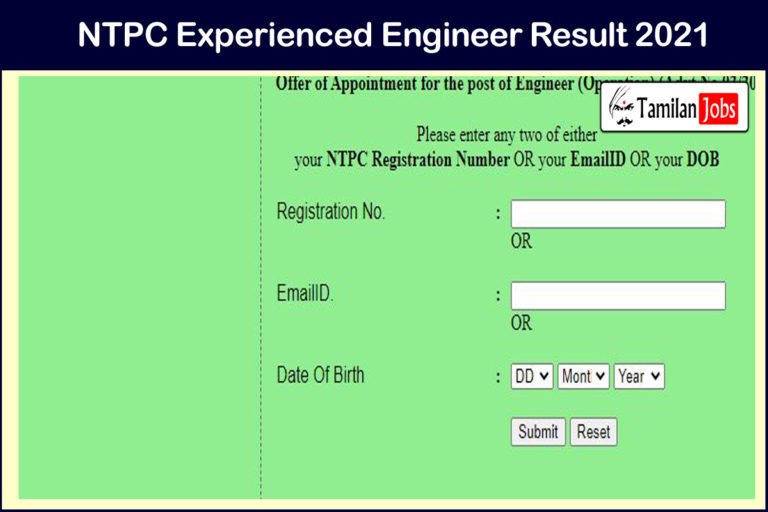 NTPC Experienced Engineer Result 2021
