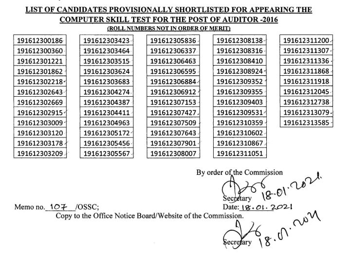OSSC Auditor Result 2021