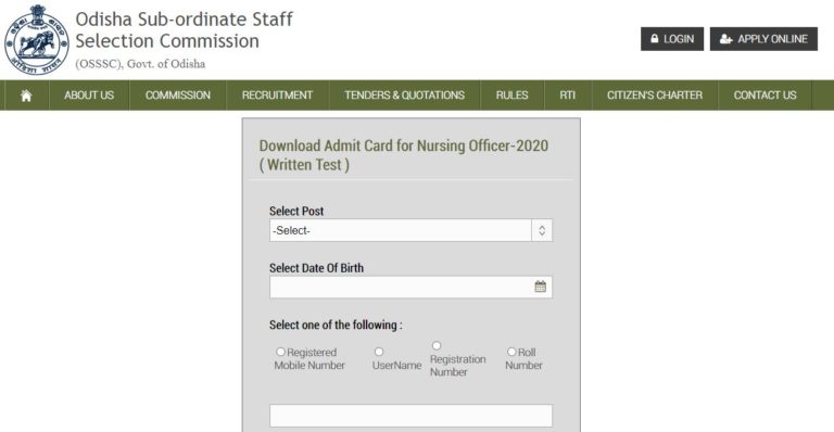 OSSSC Nursing Officer Admit Card 2021