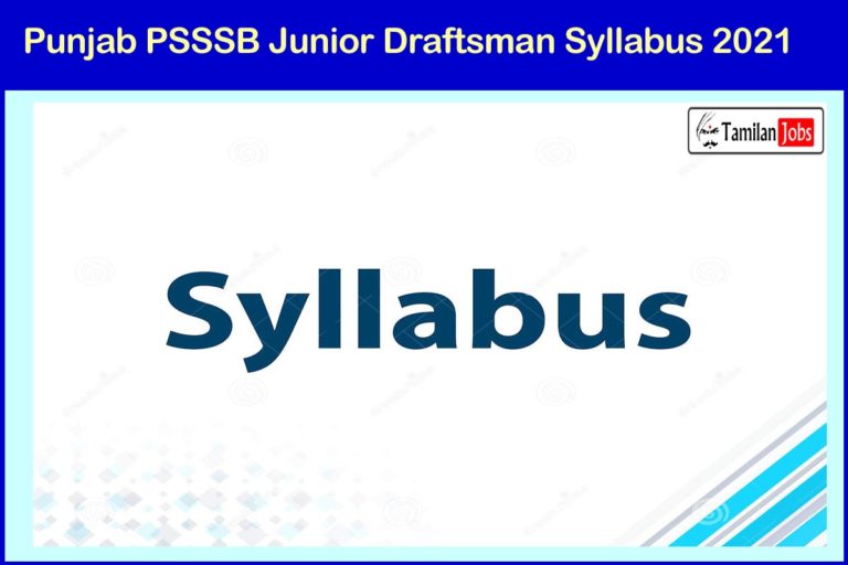 Punjab PSSSB Junior Draftsman Syllabus 2021