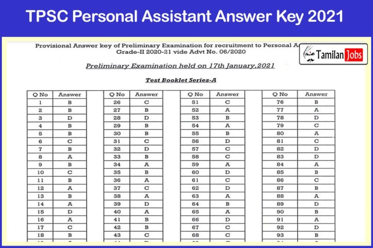 TPSC Personal Assistant Answer Key 2021