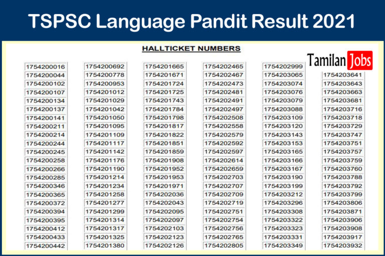 TSPSC Language Pandit Result 2021