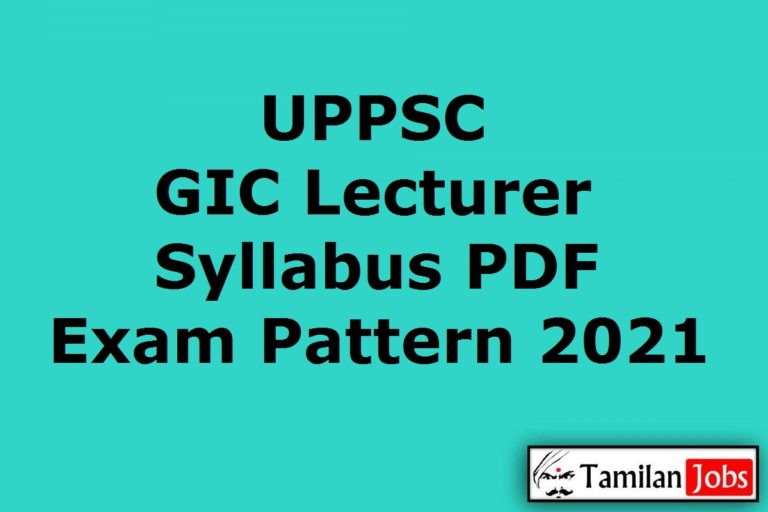UPPSC GIC Lecturer Syllabus 2021
