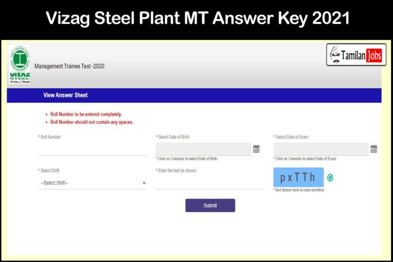 Vizag Steel Plant MT Answer Key 2021