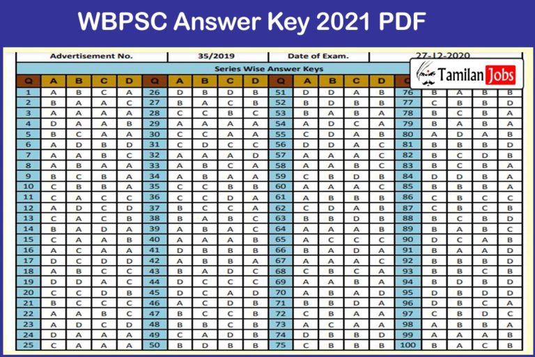 WBPSC Answer Key 2021 PDF