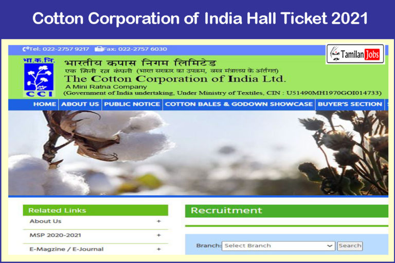 Cotton Corporation of India Hall Ticket 2021