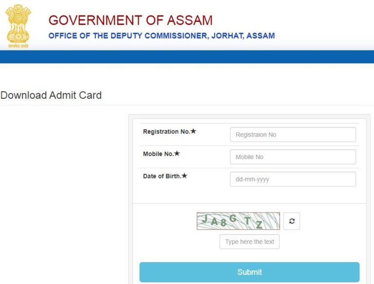 DC Office Jorhat Mandal Admit Card 2021