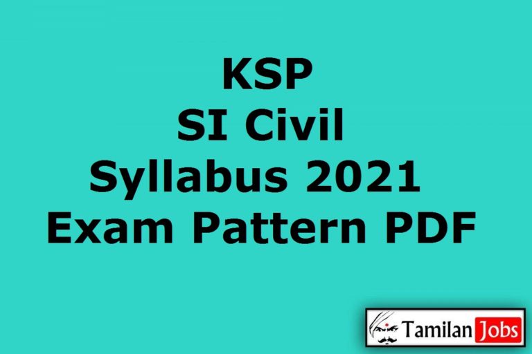 KSP SI Civil Syllabus 2021 PDF