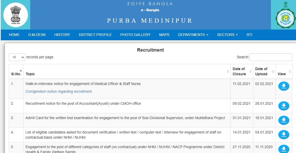 Purba Medinipur District Sub Divisional Supervisor Answer Key 2021