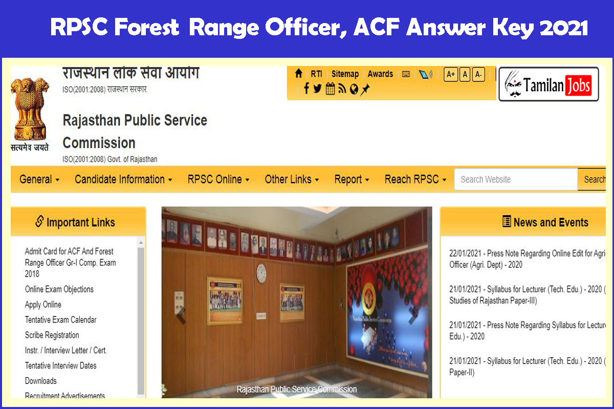 Rpsc Forest  Range Officer, Acf Answer Key 2021