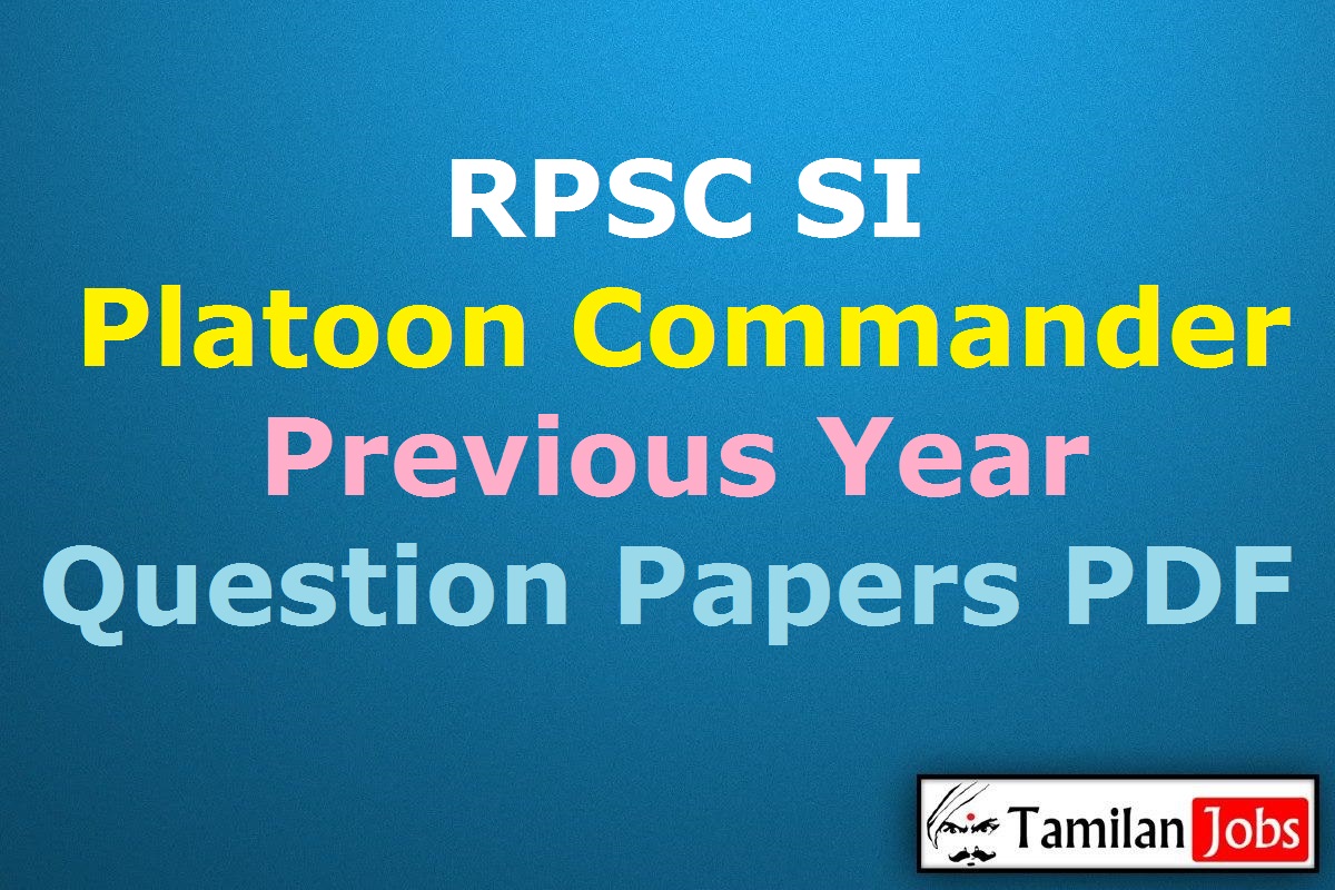 RPSC SI Previous Year Question Papers PDF