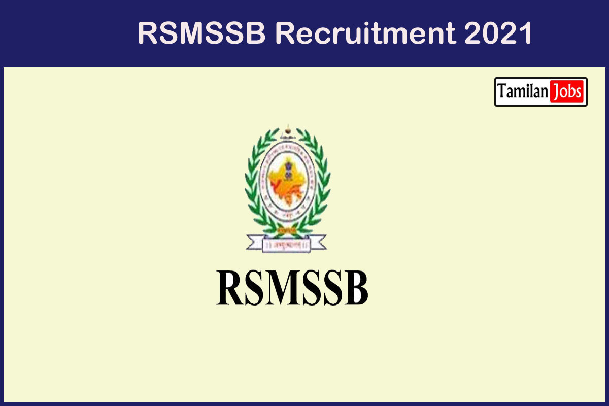 Rsmssb Recruitment 2021