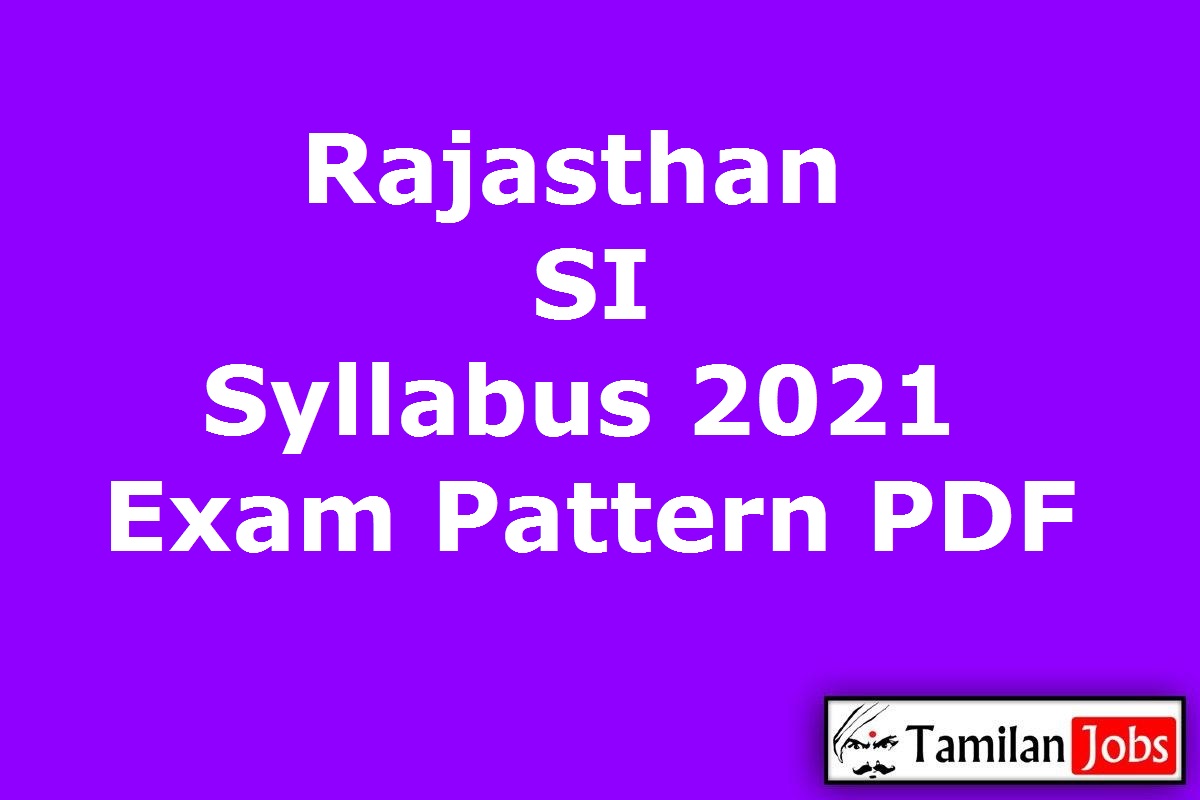 Rajasthan SI Syllabus 2021 PDF