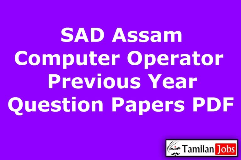 SAD Assam Computer Operator Previous Year Question Papers PDF