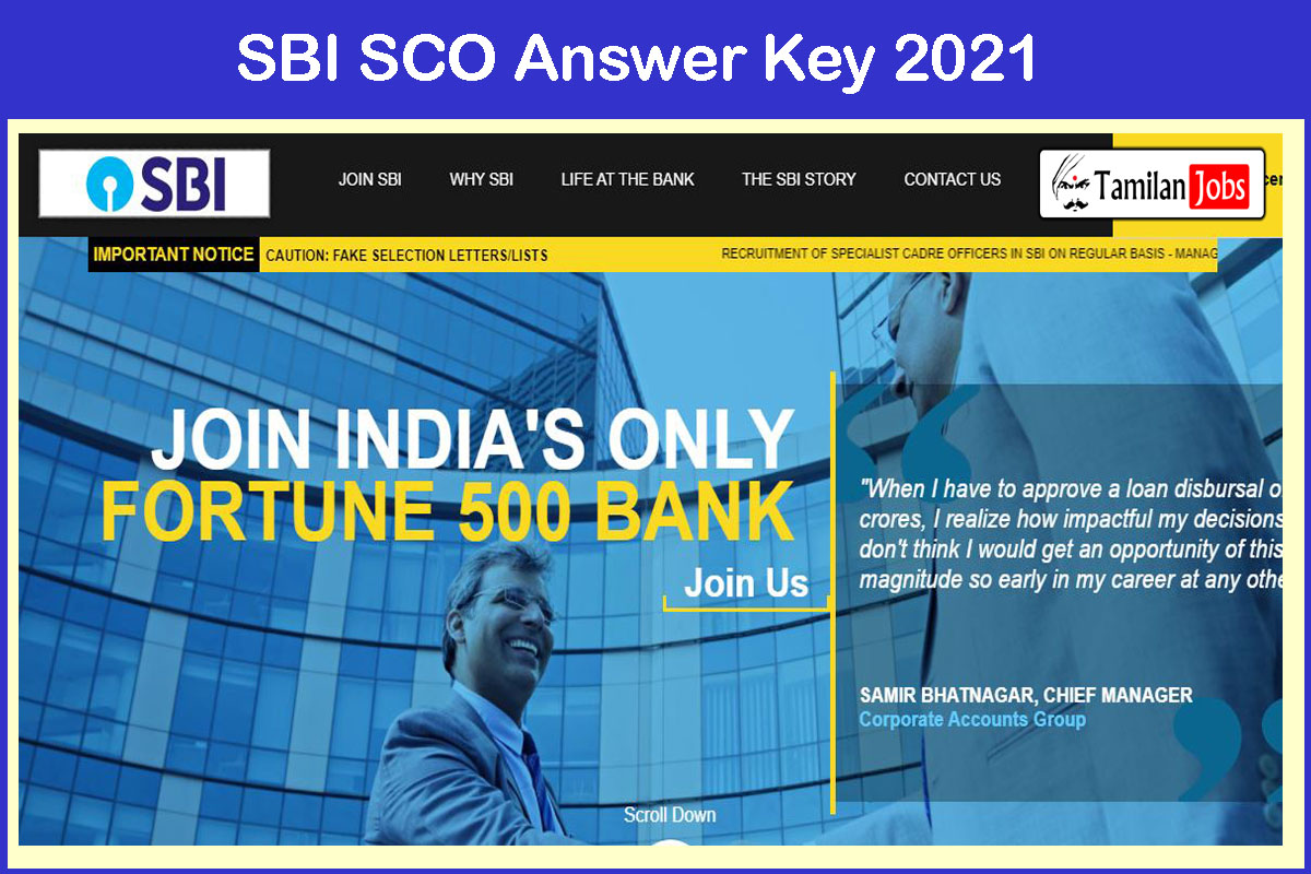SBI SCO Answer Key 2021