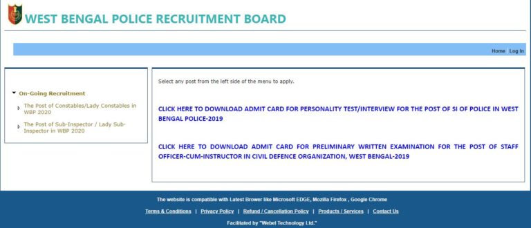 WB Police Staff Officer Admit Card 2021