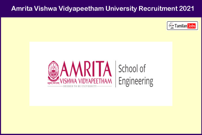 Amrita Vishwa Vidyapeetham University Recruitment 2021