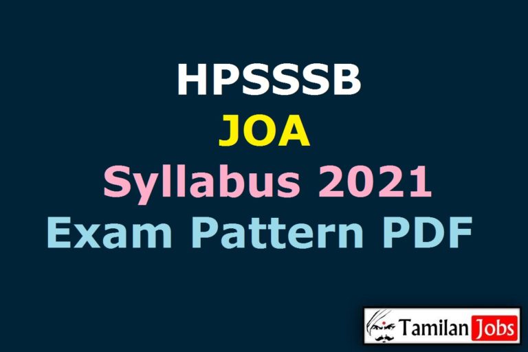 HPSSSB JOA Syllabus 2021 PDF