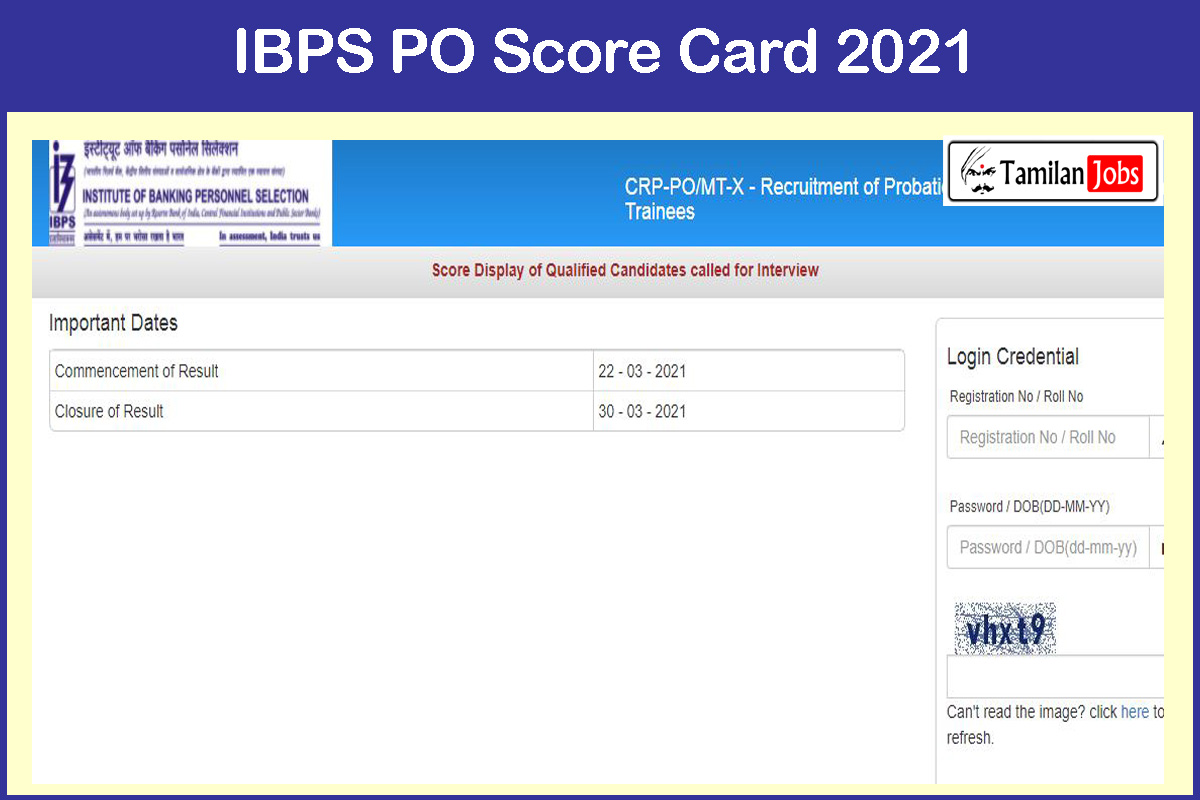 IBPS PO Score Card 2021