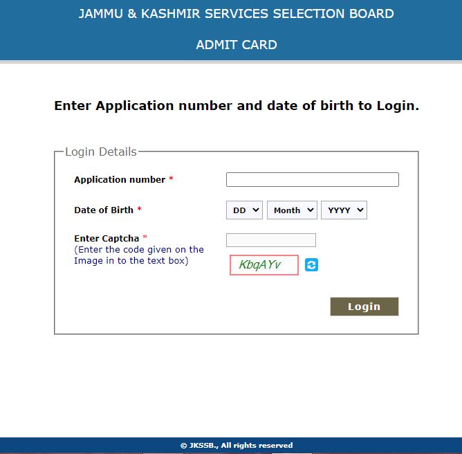 JKSSB Admit Card 2021