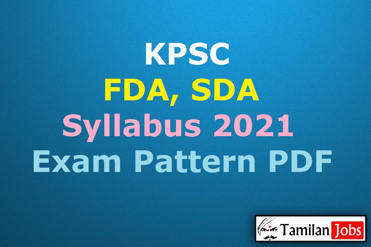 KPSC FDA, SDA Syllabus 2021 PDF