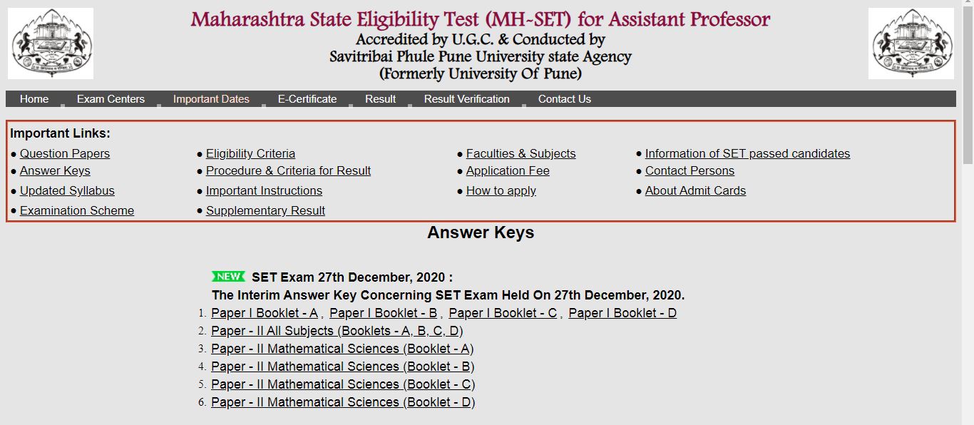 MH SET Answer Key 2021