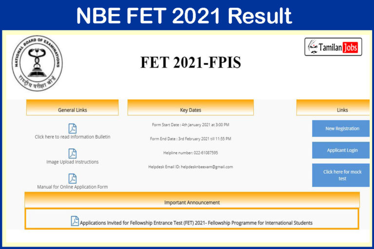 NBE FET 2021 Result