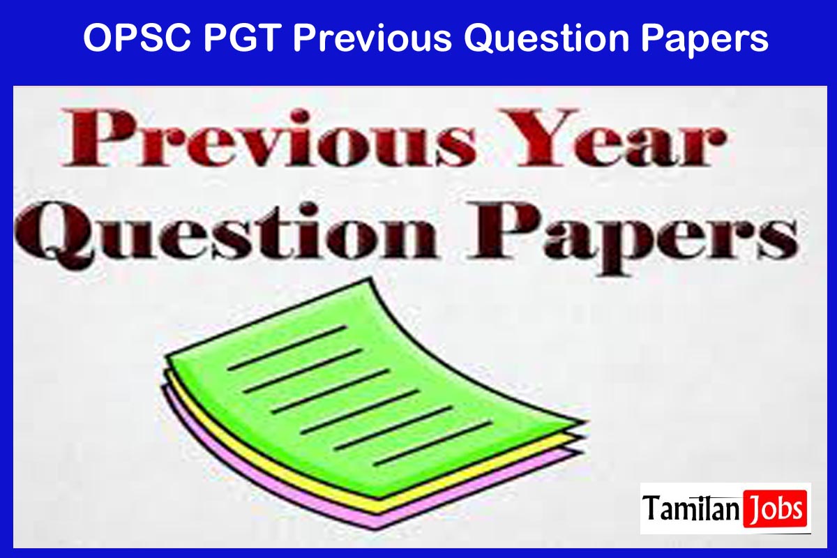 OPSC PGT Previous Question Papers 