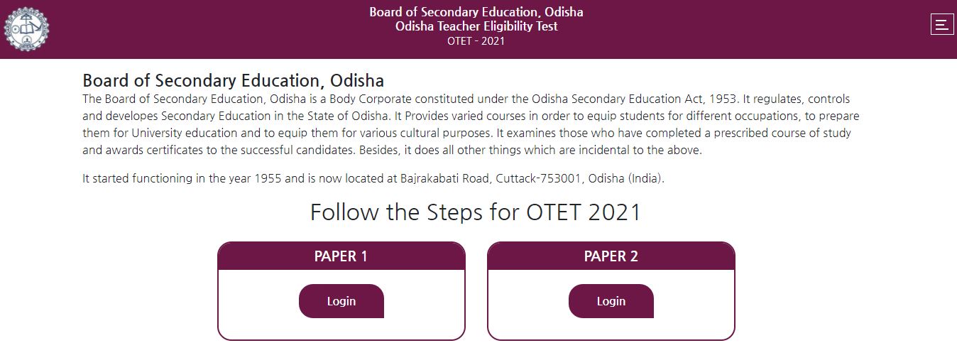 OTET Admit Card 2021