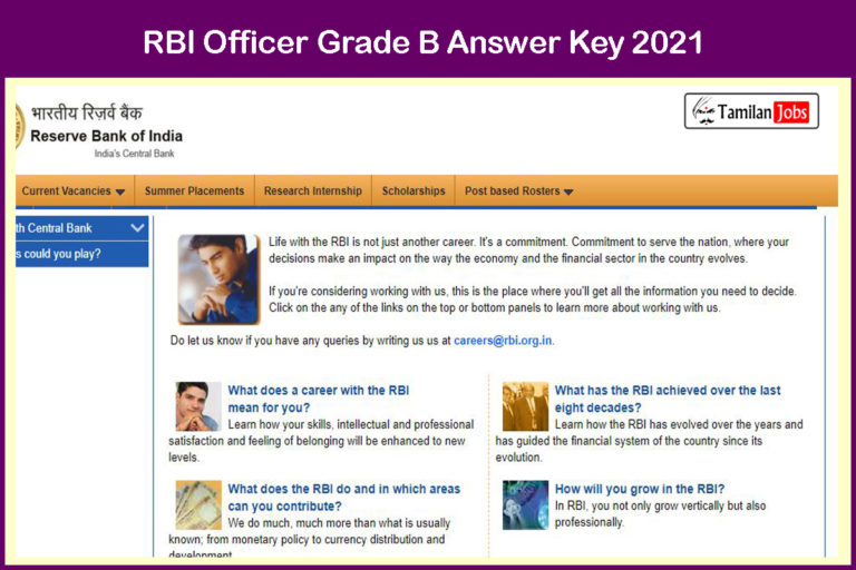 RBI Officer Grade B Answer Key 2021
