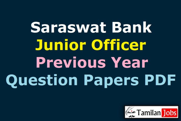 Saraswat Bank Junior Officer Previous Year Question Papers PDF