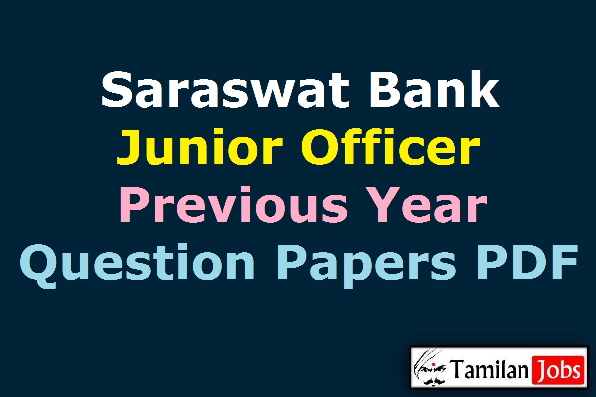 Saraswat Bank Junior Officer Previous Year Question Papers PDF