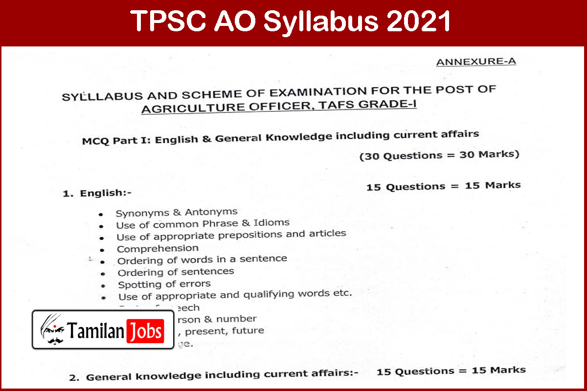 TPSC AO Syllabus 2021