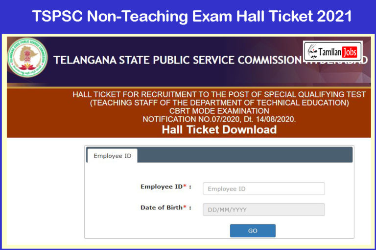 TSPSC Non-Teaching Exam Hall Ticket 2021