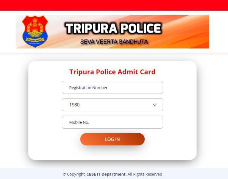 Tripura Police Riflemen Admit Card 2021