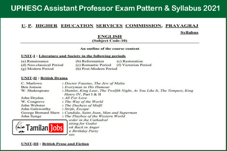 UPHESC Assistant Professor Exam Pattern & Syllabus 2021