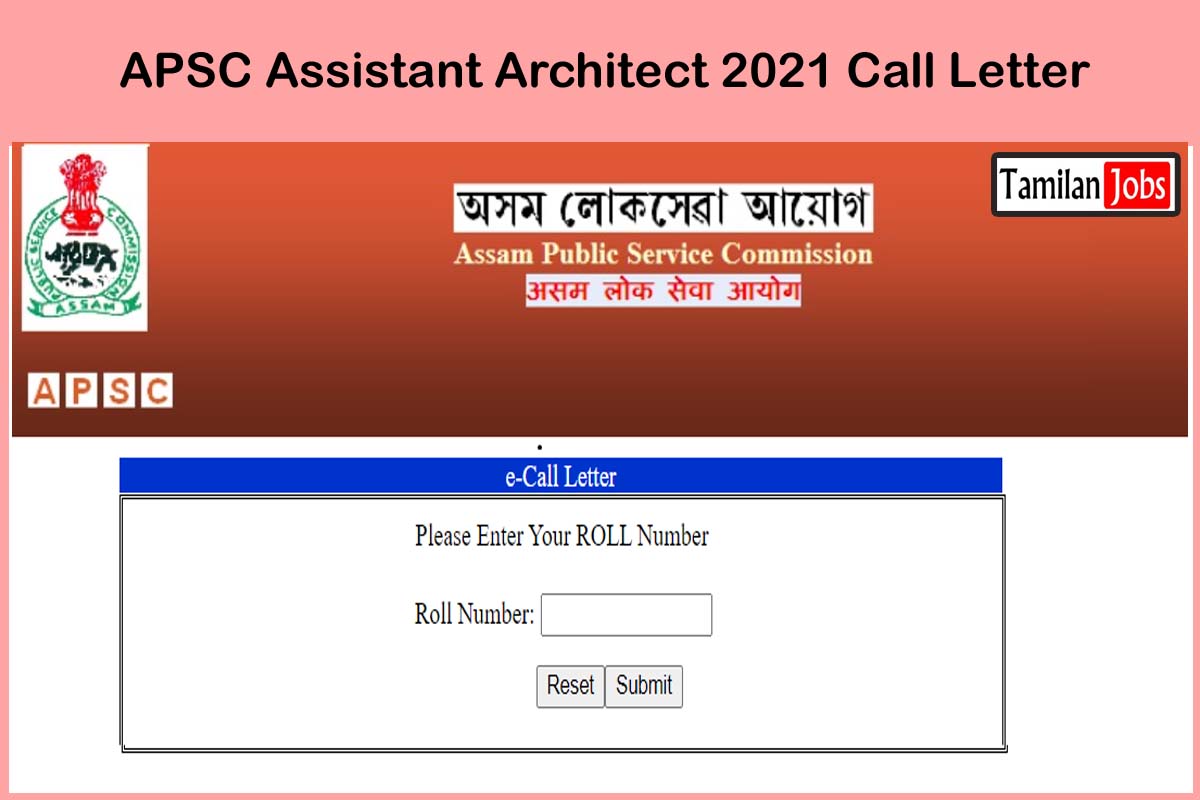 APSC Assistant Architect 2021 Call Letter