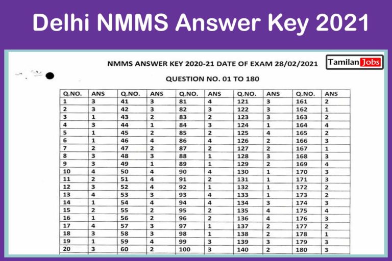 Delhi NMMS Answer Key 2021