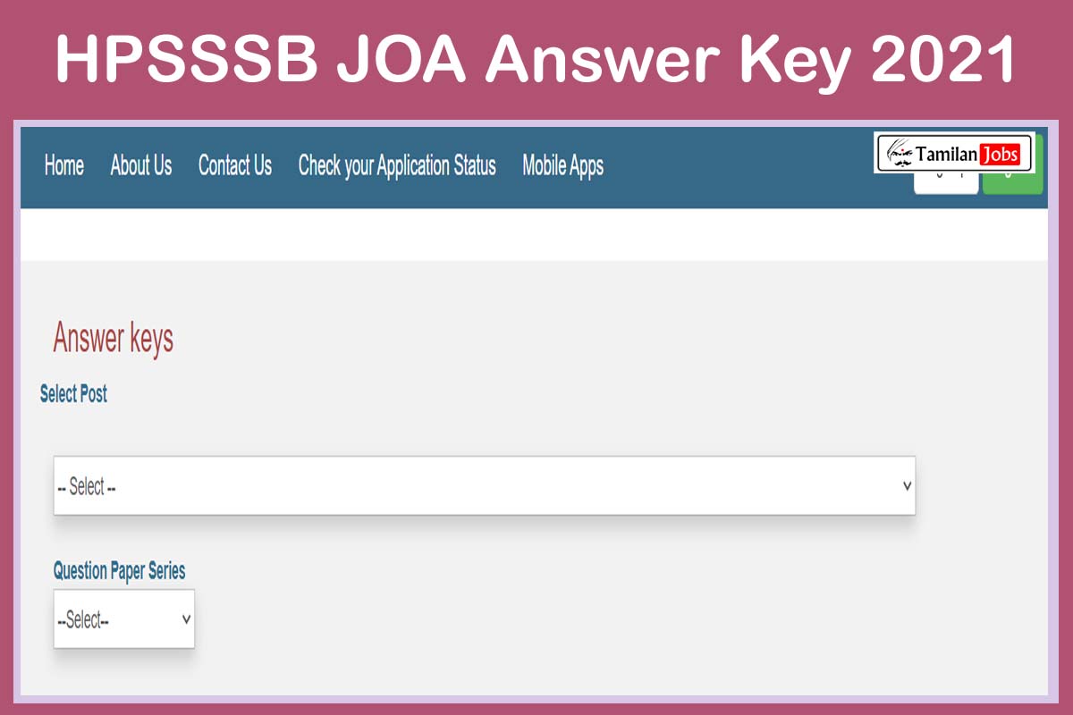 HPSSSB JOA Answer Key 2021