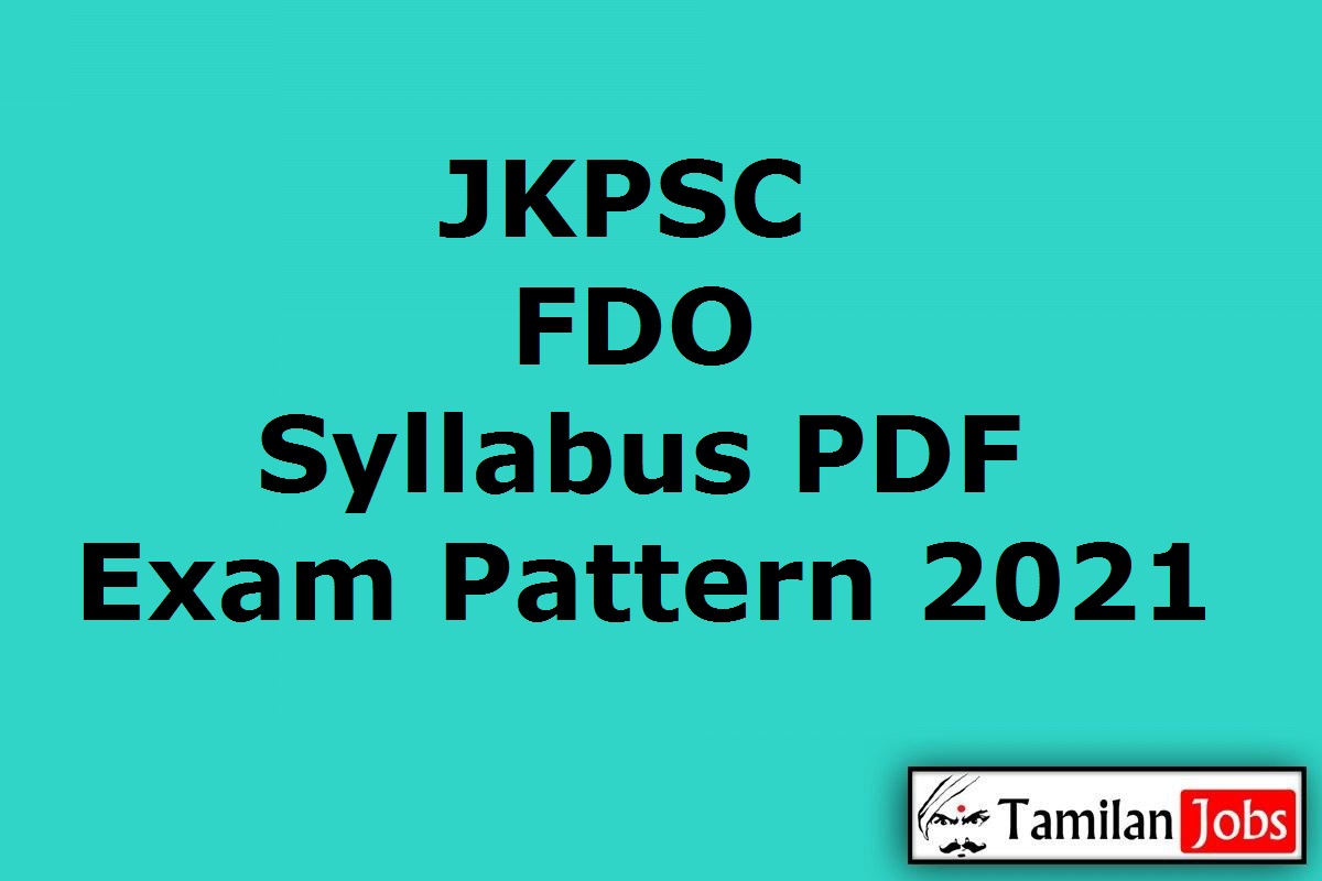 JKPSC FDO Syllabus 2021 PDF