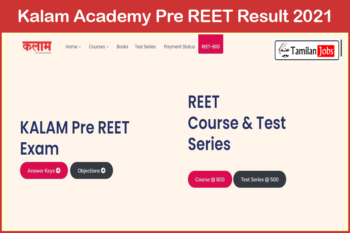 Kalam Academy Pre REET Result 2021