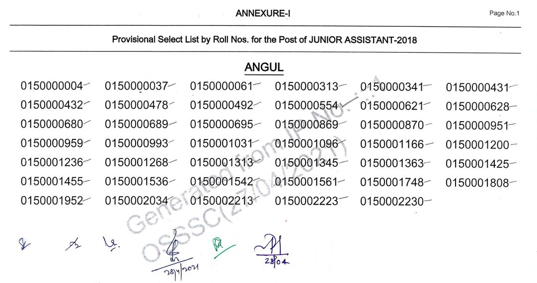 OSSSC Result 2021